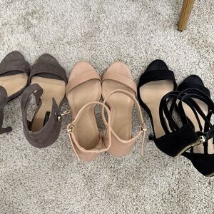 Elegant Women's Heels in Black, Beige, and Gray